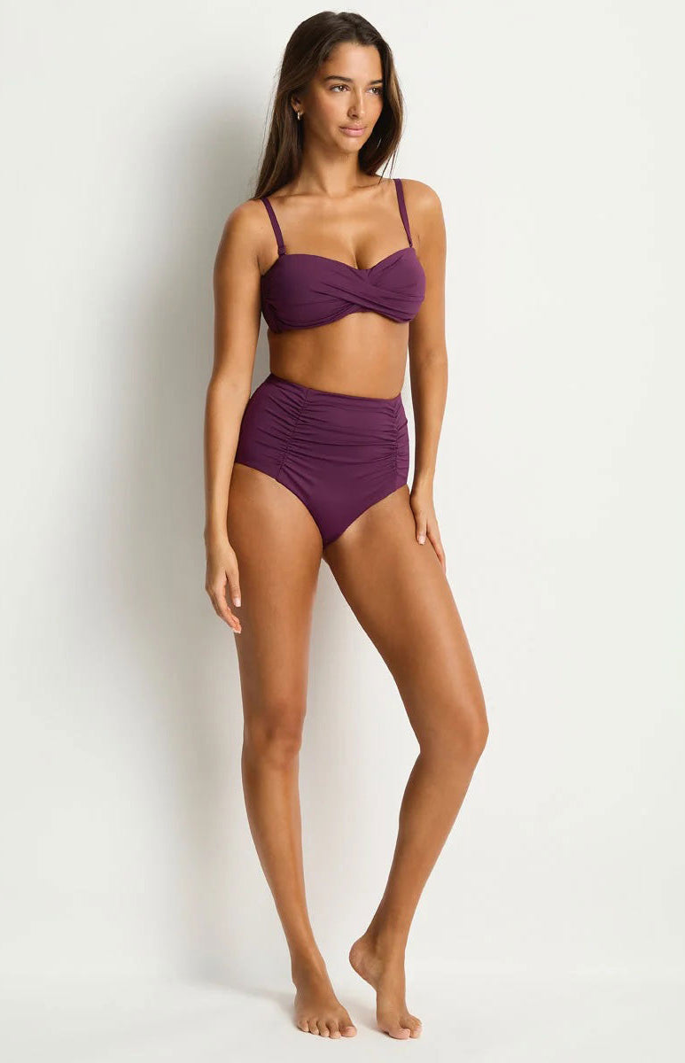 Sea Level SL4045ECO Essentials Edit Super High Waist Gathered Pant - Claret_6