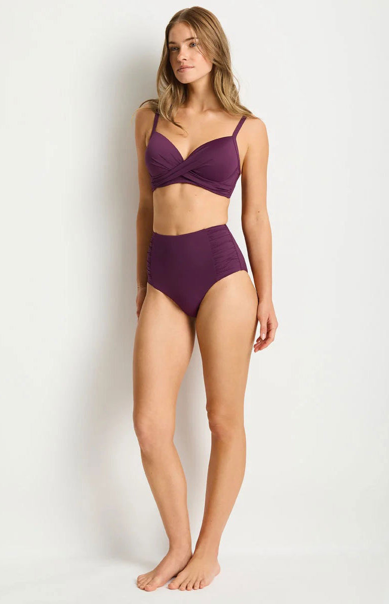 Sea Level SL4140ECO Essentials Edit High Waist Gathered Side Pant - Claret_1