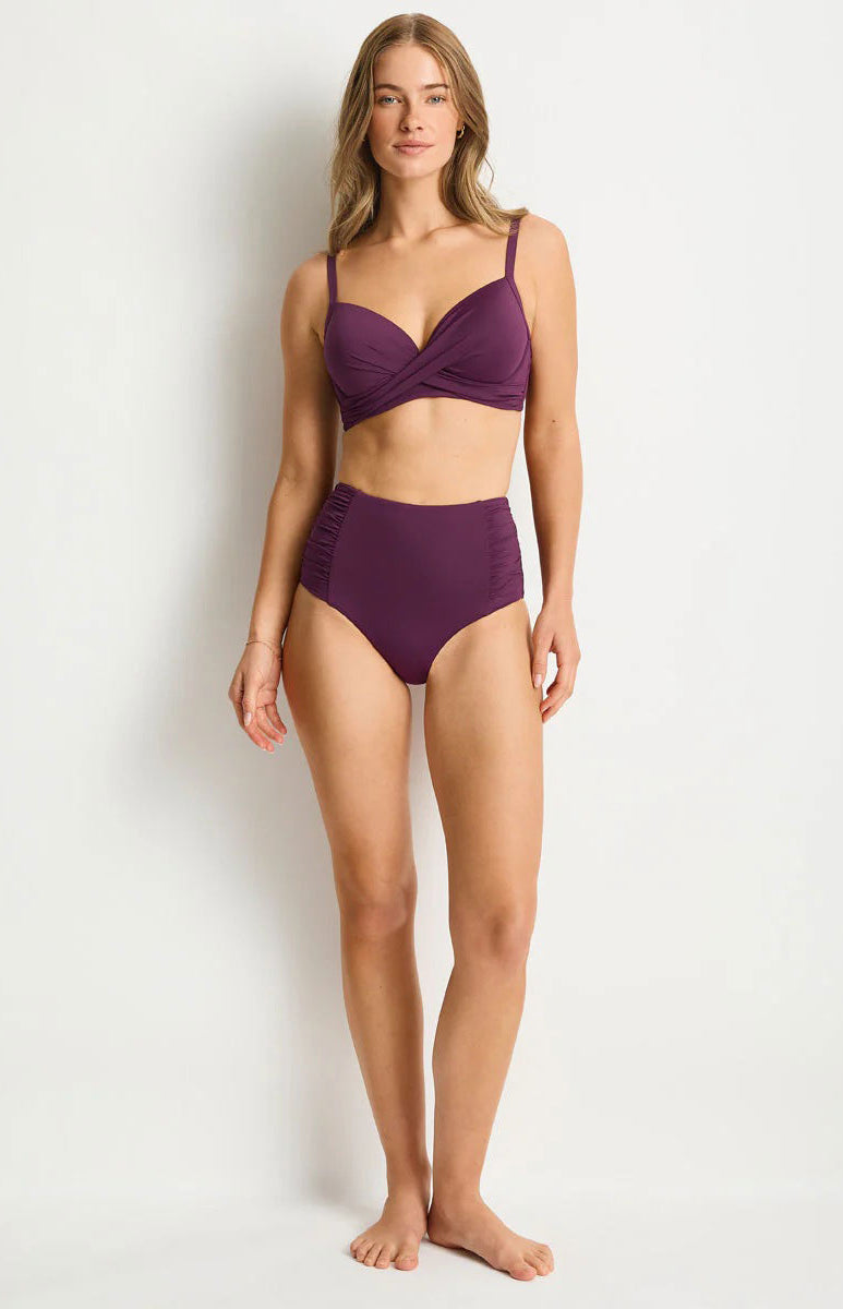 Sea Level SL4140ECO Essentials Edit High Waist Gathered Side Pant - Claret_3