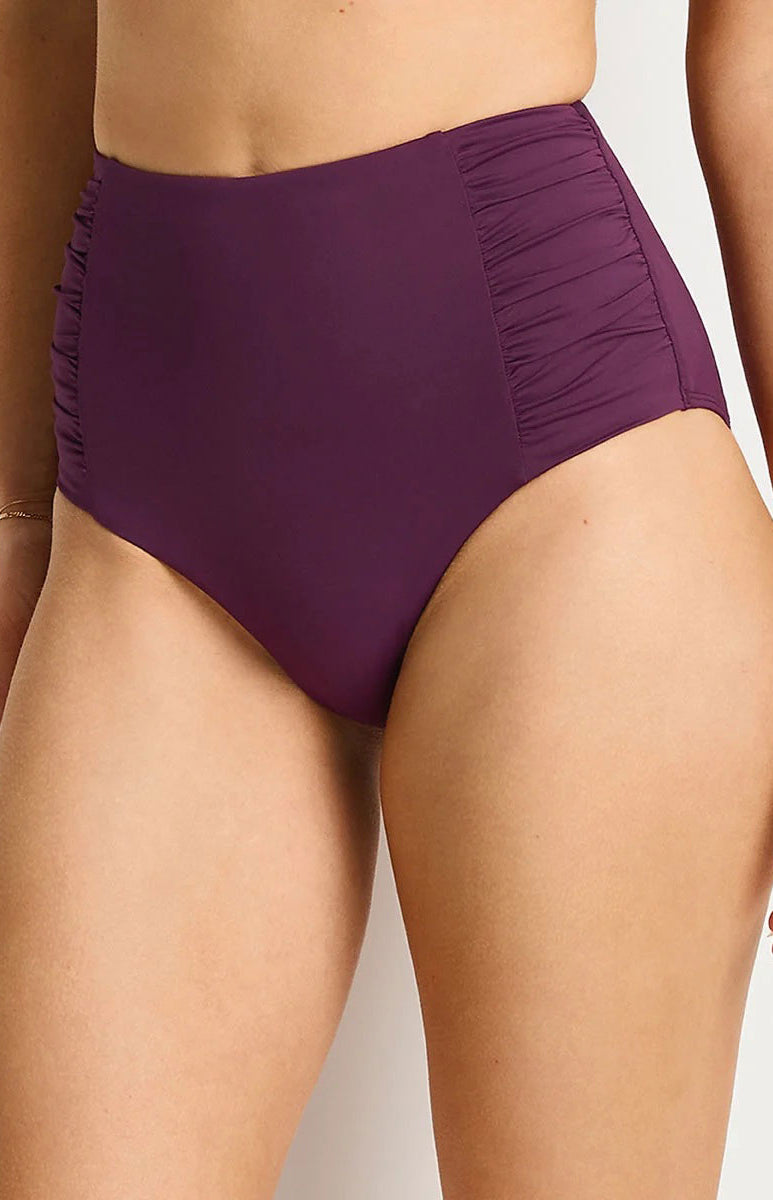 Sea Level SL4140ECO Essentials Edit High Waist Gathered Side Pant - Claret_4