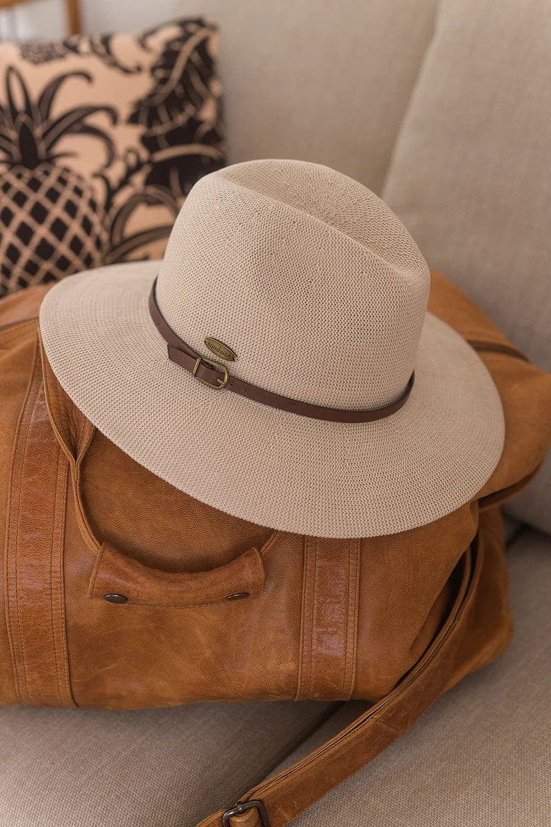 Sundaise SH834 Hat - Sutton Panama Taupe with brown belt_2