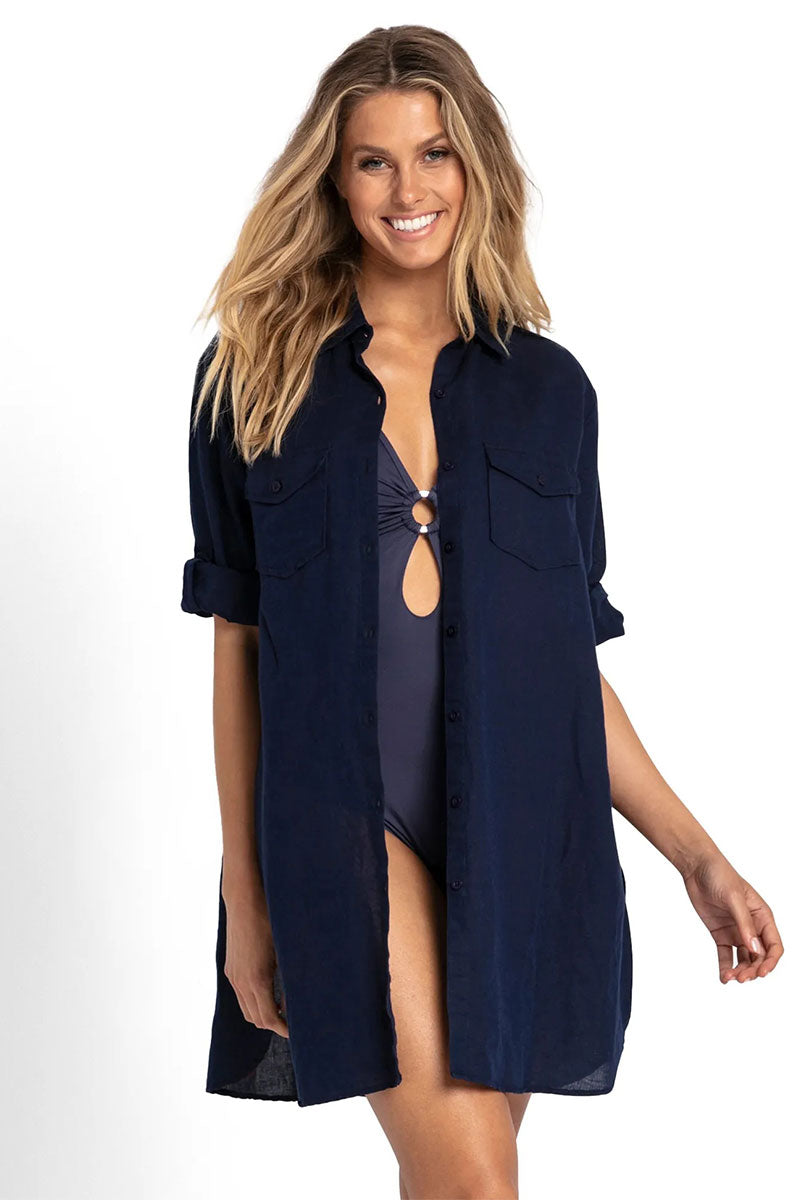 Sunseeker Basix Button Through Shirt - Ink_1