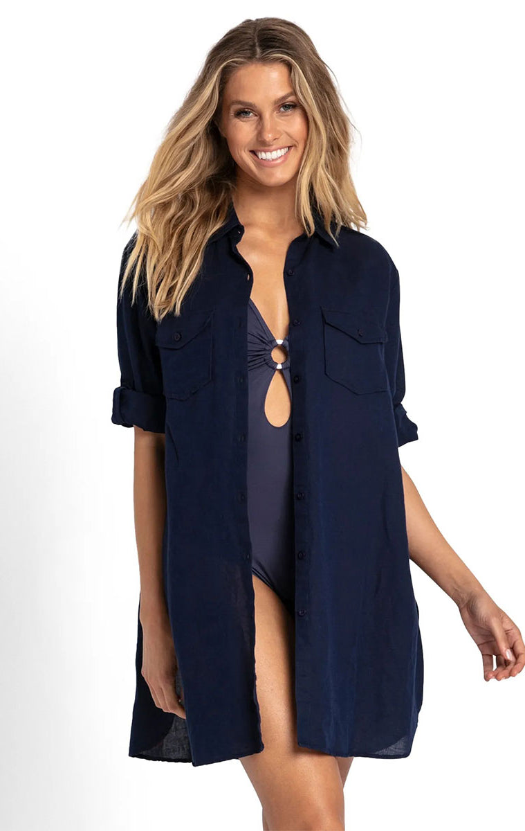 Sunseeker Basix Button Through Shirt - Ink_1