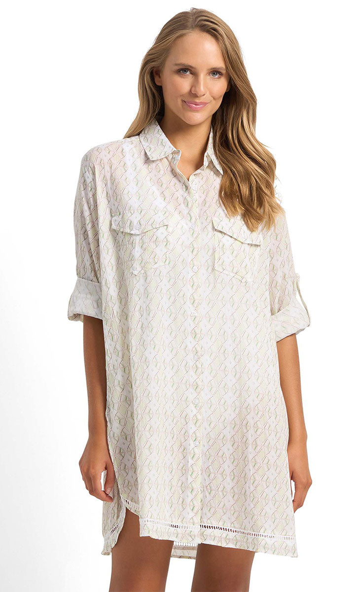 Sunseeker Delight Ladder Button Through Shirt - Seaweed_1