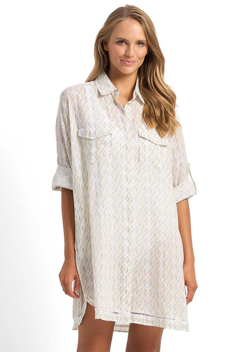 Sunseeker Delight Ladder Button Through Shirt - Seaweed_1