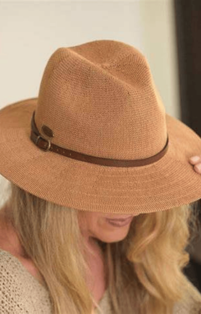 Sutton-Panama-Caramel-With-Brown-Belt-Hat-OZRESORT