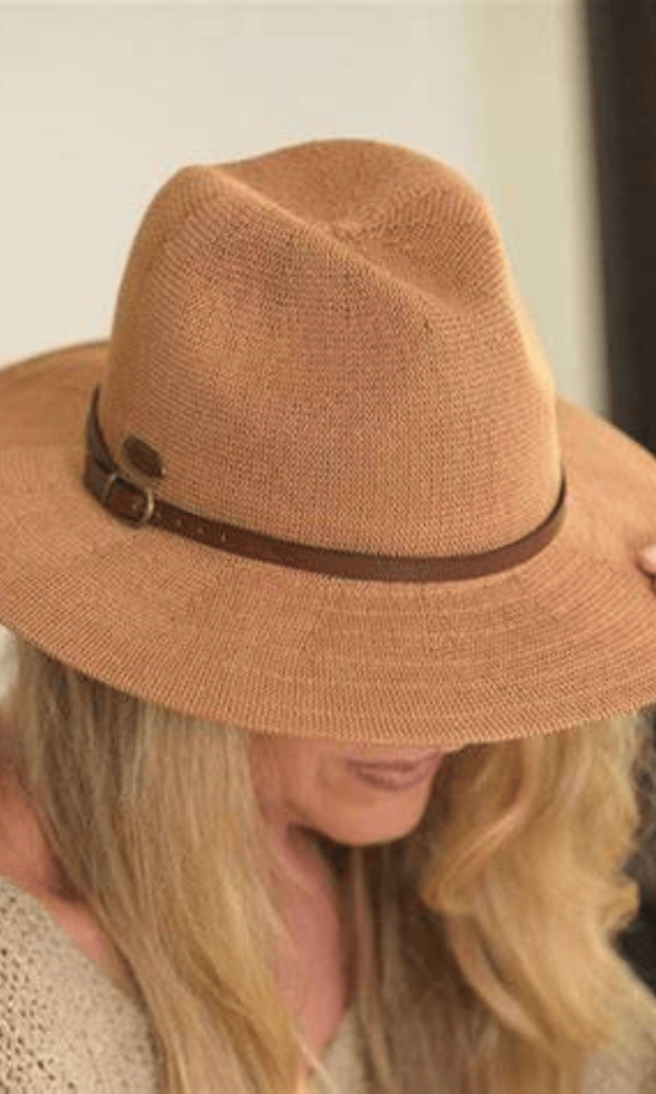 Sutton-Panama-Caramel-With-Brown-Belt-Hat-OZRESORT