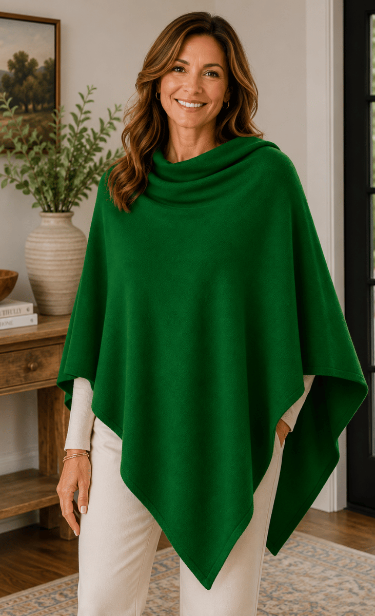 Zura-Poncho-Wool-OS-Green-OzResort