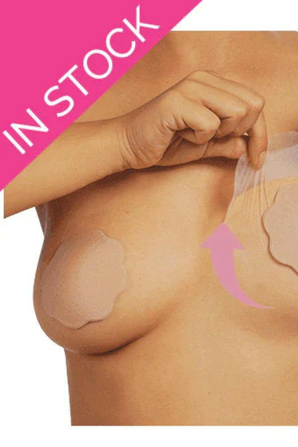 Bye Bra Adhesive Breast Lift Tape Cup A–C with Silk Nipple Covers.