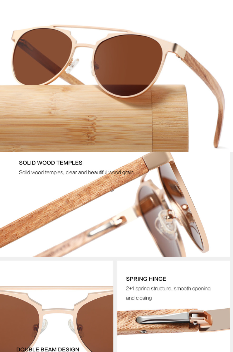 Chanj Sunglasses Bronte Sustainable Handcrafted FSC Wood.