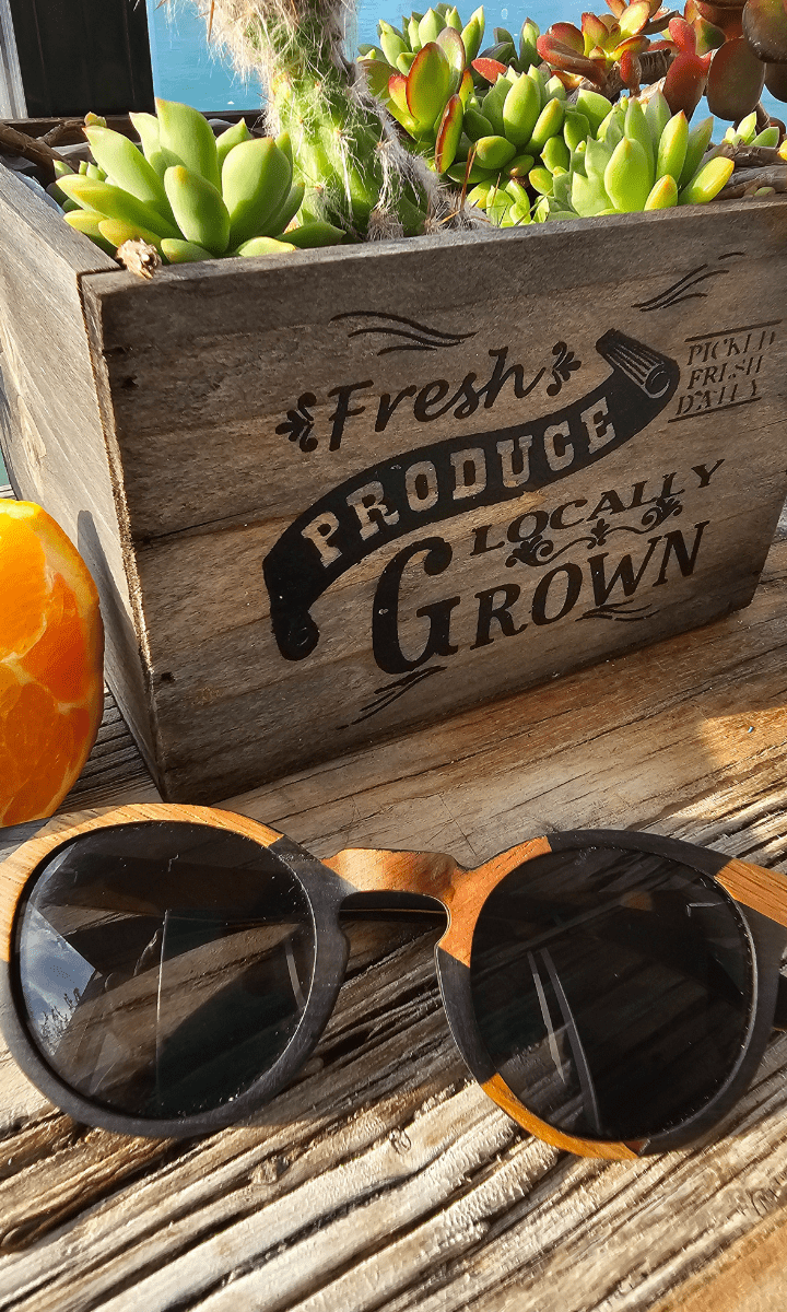 Chanj Sunglasses Manly Rosewood Birch Sustainable Handcrafted FSC Wood.
