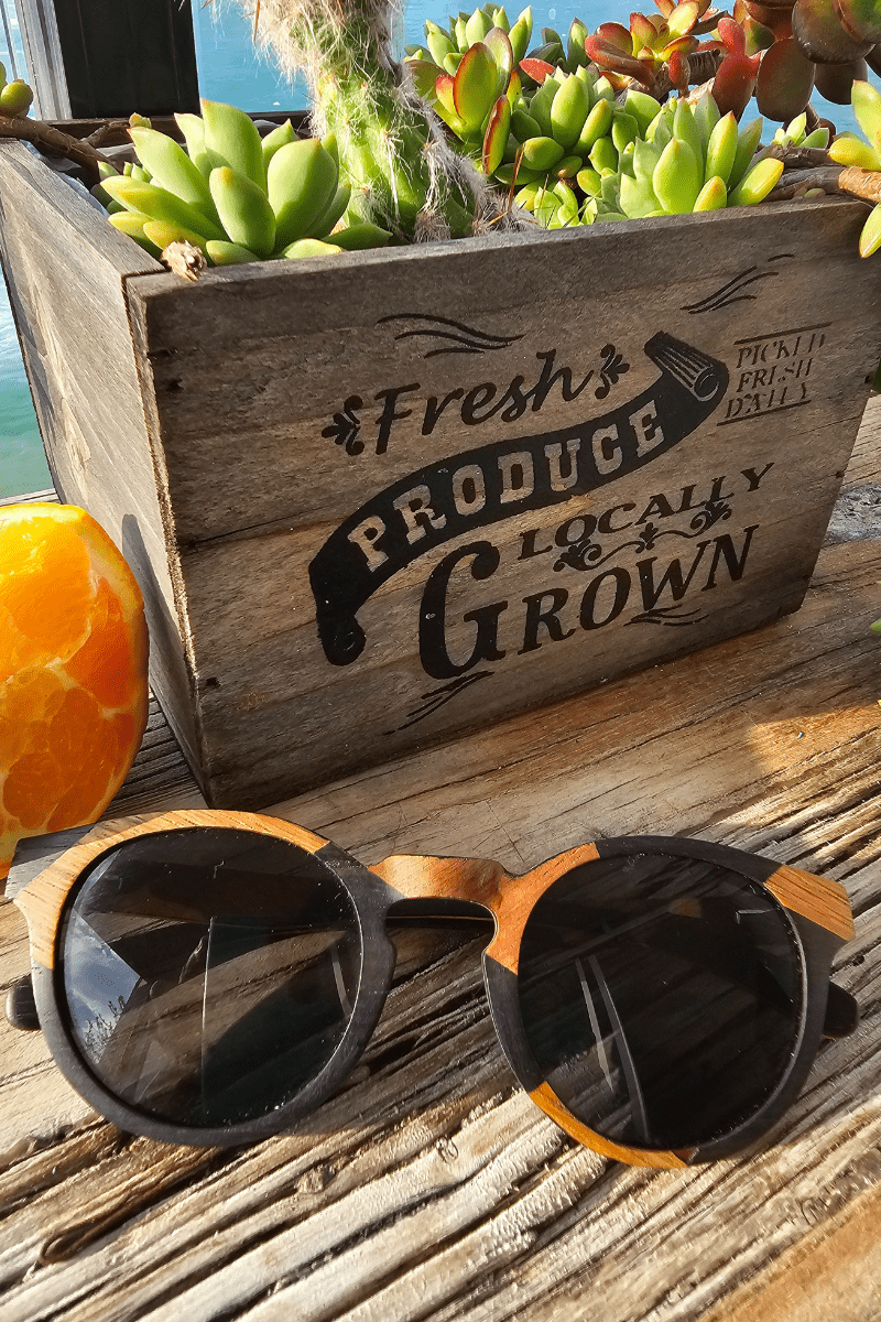 Chanj Sunglasses Manly Rosewood Birch Sustainable Handcrafted FSC Wood.