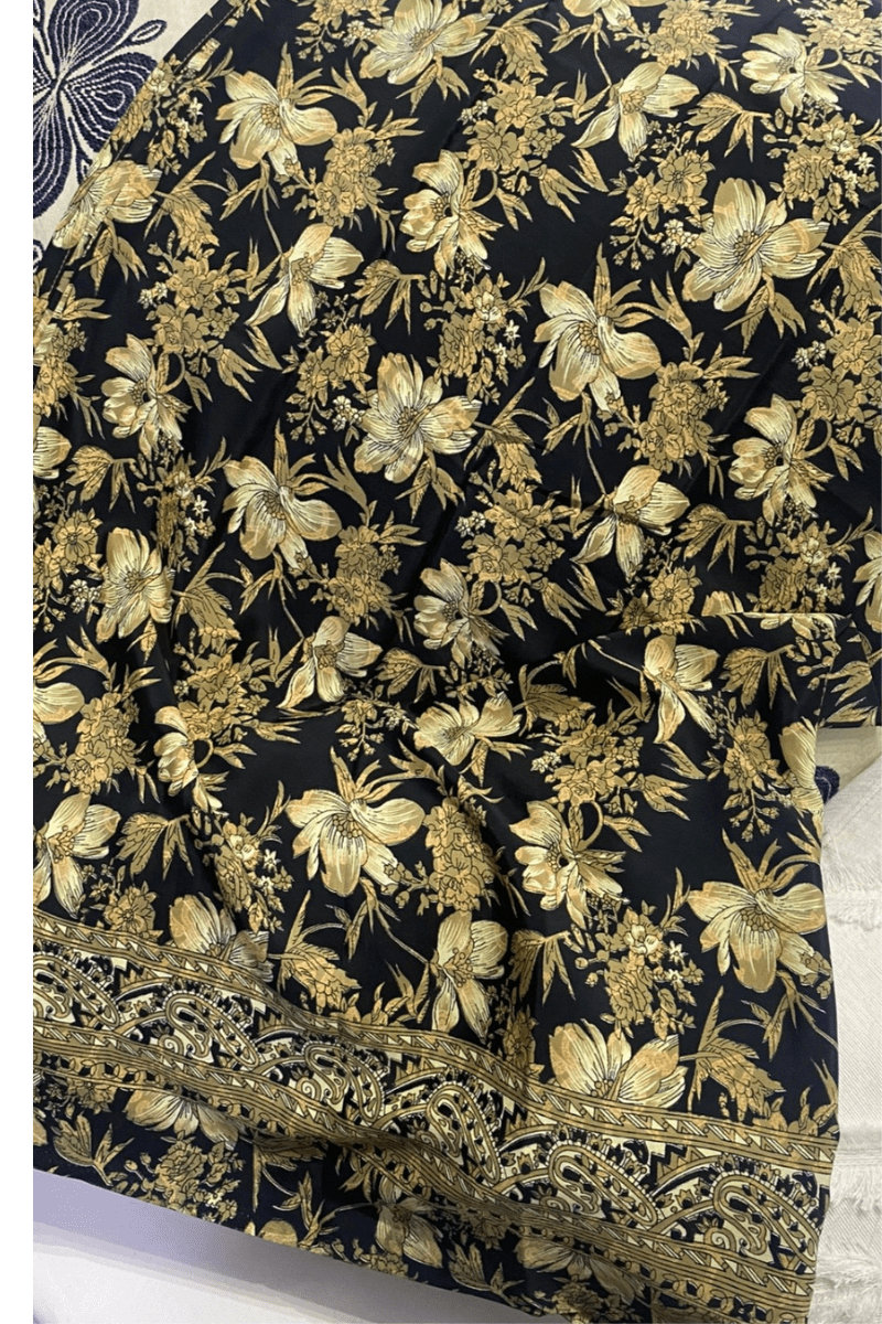 Cienna Design Sarong Lemon Black Silk Cotton.