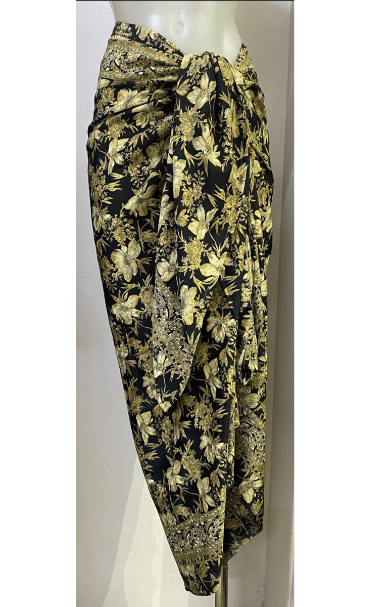 Cienna Design Sarong Lemon Black Silk Cotton.
