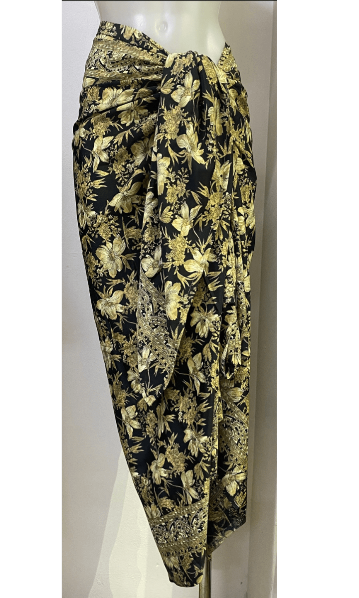 Cienna Design Sarong Lemon Black Silk Cotton.
