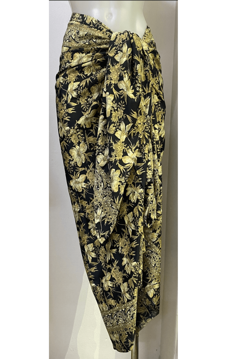 Cienna Design Sarong Lemon Black Silk Cotton.