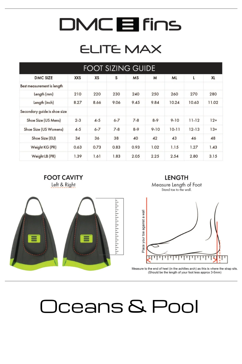 DMC Fins ELITE Max Black Double Rail - Swim Fins.