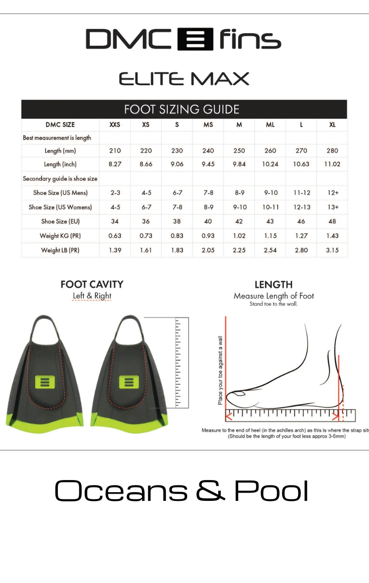 DMC Fins ELITE Max Black Double Rail - Swim Fins.
