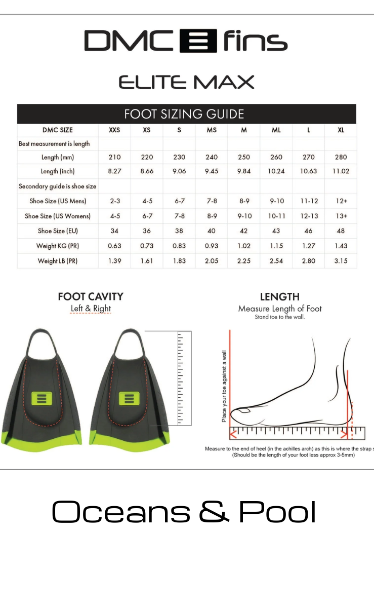 DMC Fins ELITE Max Black Double Rail - Swim Fins.