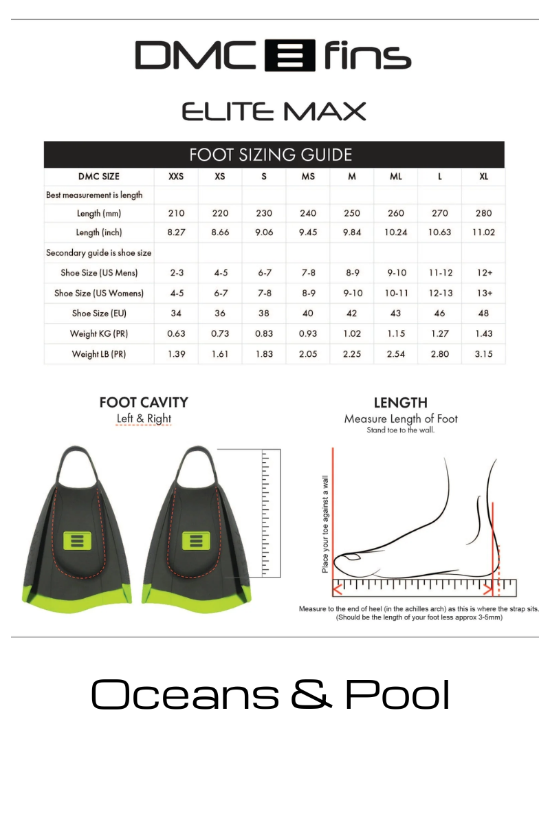 DMC Fins ELITE Max Black Double Rail - Swim Fins.