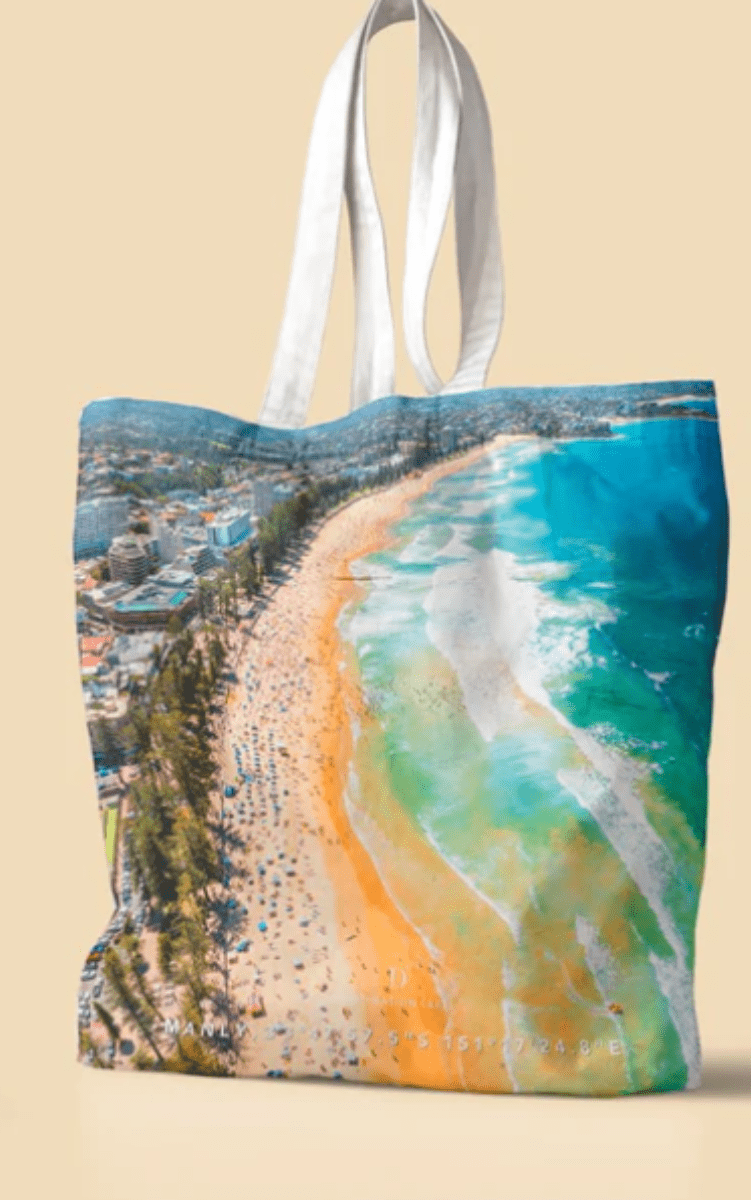 Destination Label Manly Layers Tote Bag.