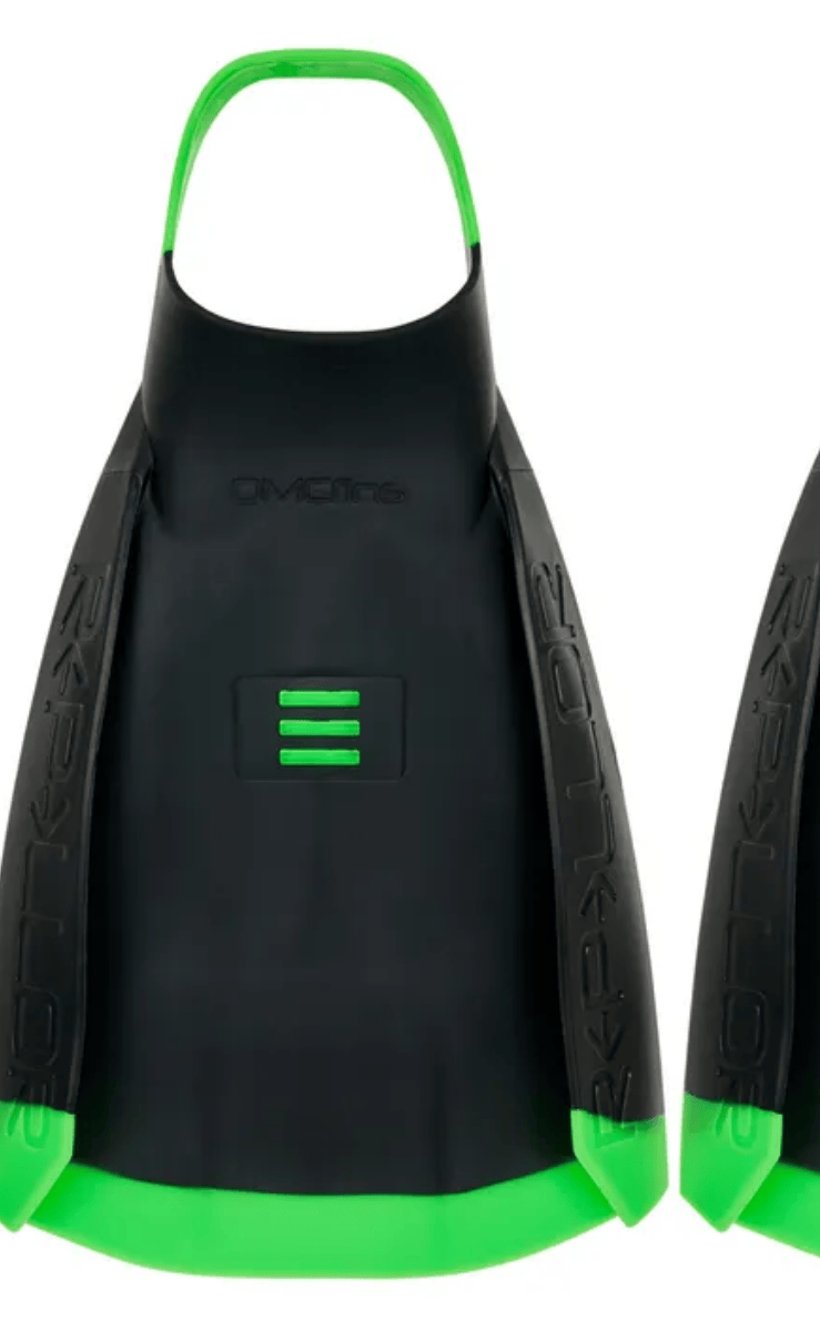 DMC Repeller Surf fins with Strap Black Lime.