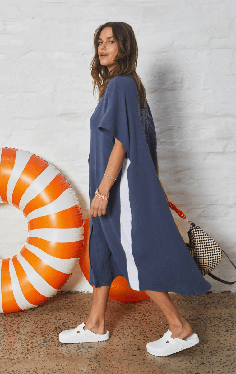 Hammill & Co Kaftan Beach Dress - Navy.