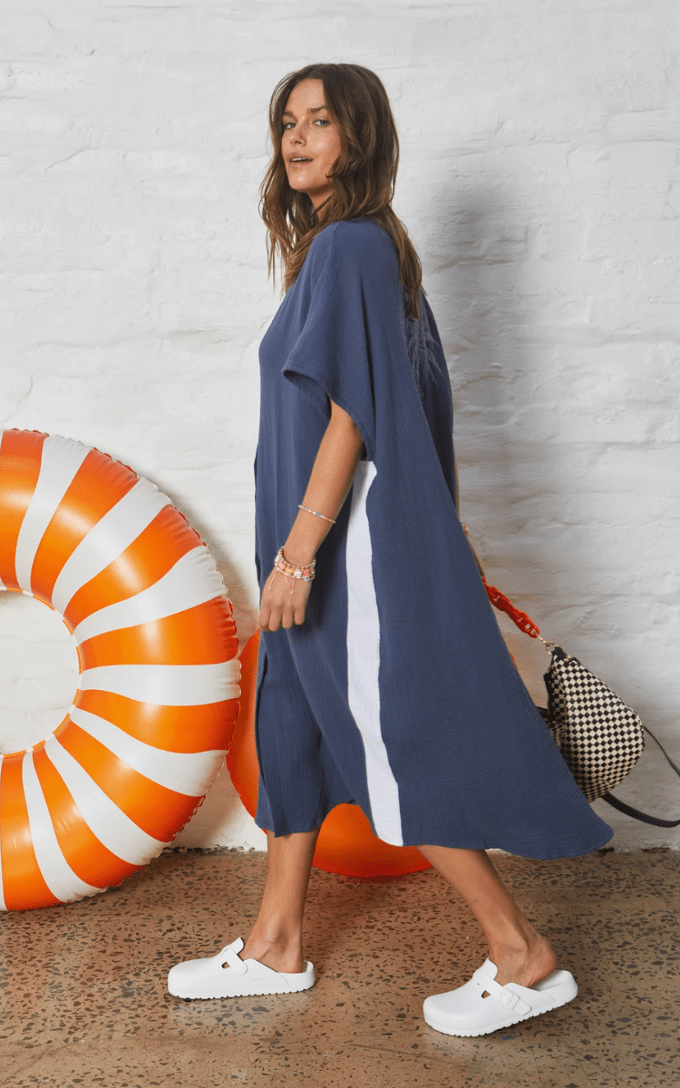 Hammill & Co Kaftan Beach Dress - Navy.