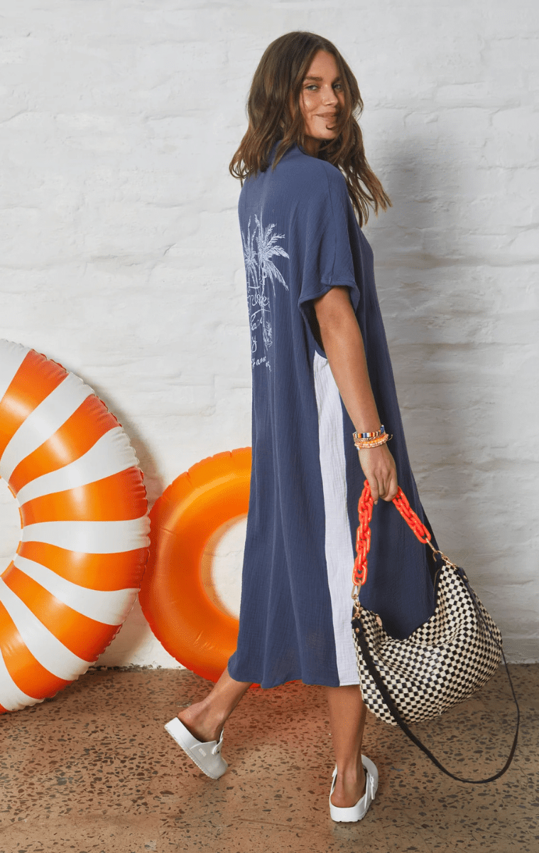 Hammill & Co Kaftan Beach Dress - Navy.