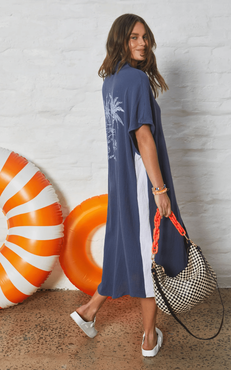 Hammill & Co Kaftan Beach Dress - Navy.