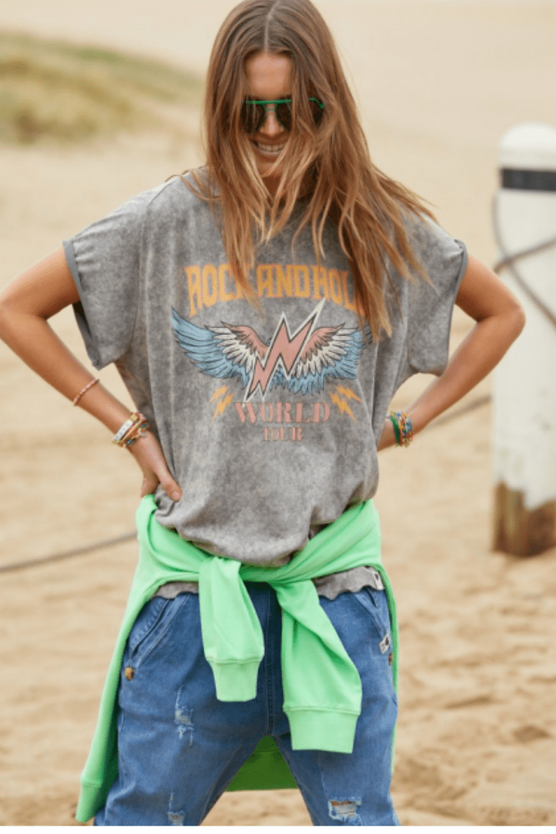 Hammill & Co Washed Black Rock & Roll Vintage Tee.