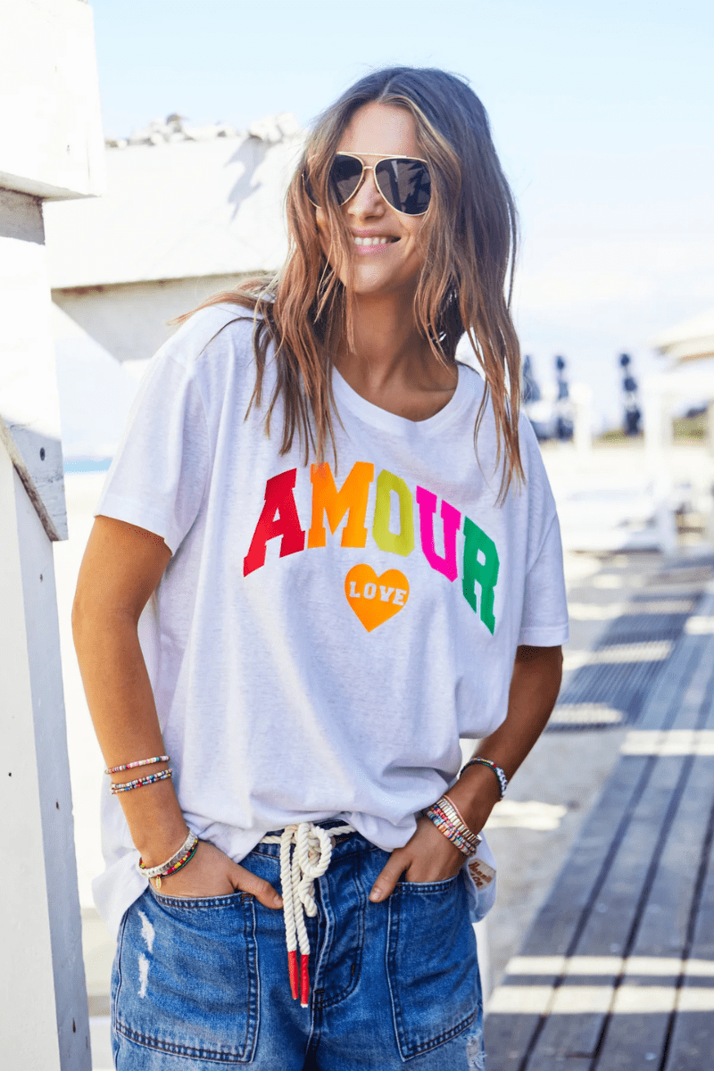 Hammill & Co Crew Neck Amour Tee - White.