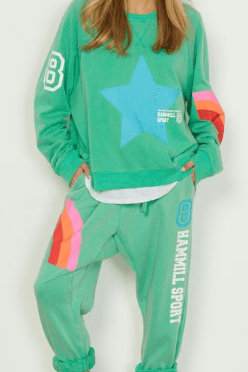 Hammill & Co Boyfriend Slouch Track Pant Star Green.