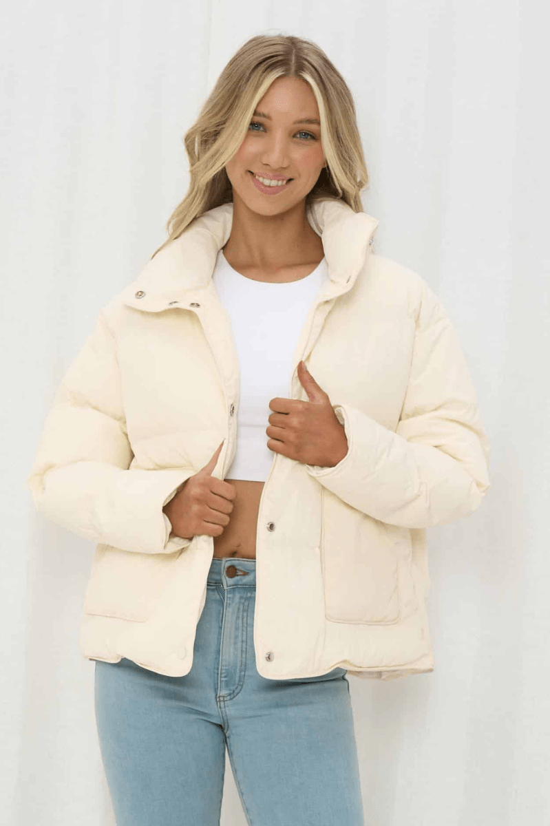 Iris Maxi Puffer Jacket Cream.