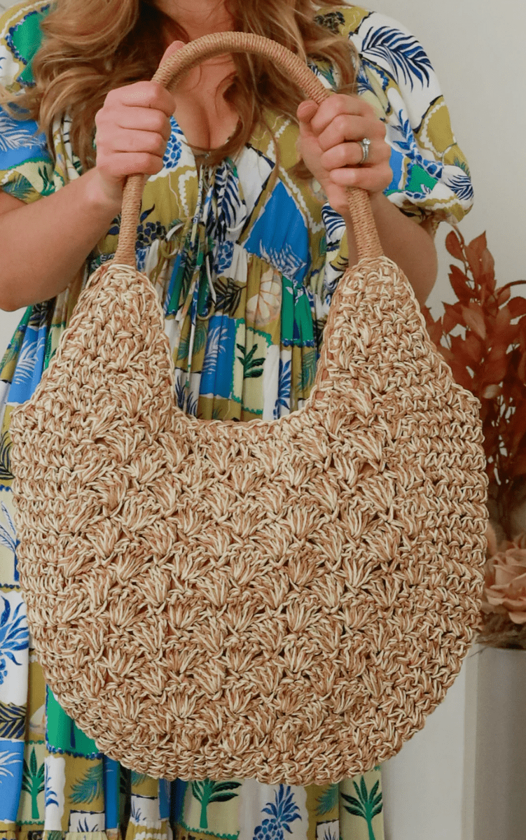 Isabella Boho Mar Straw Natural Beach Bag.