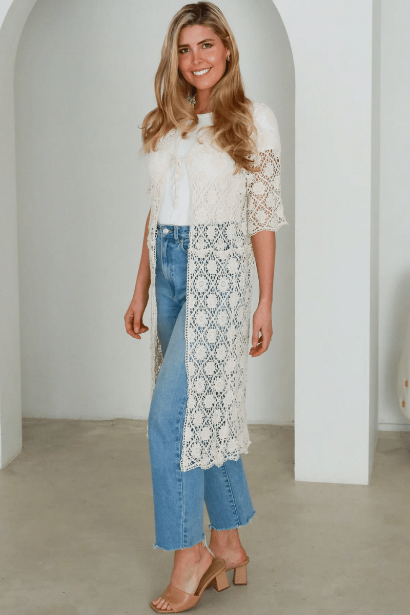 Isabella Boho Mirella Crochet Midi Beach Cover up.