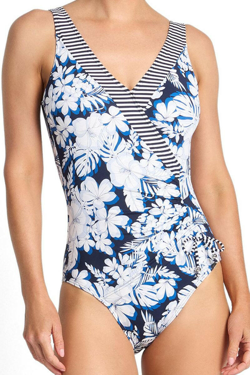 Jantzen Anchor Gathered Surplice One Piece - Navy.