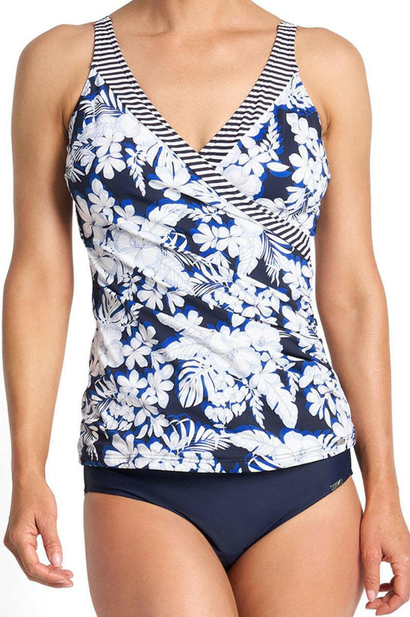 Jantzen Anchor Gathered Surplice Singlet - Navy.