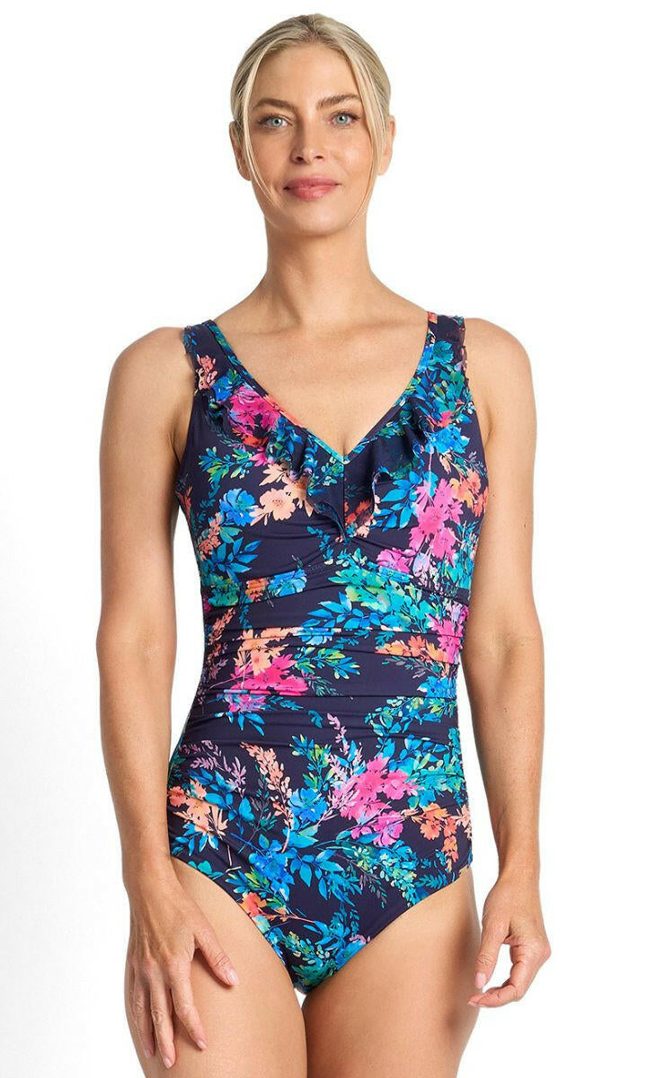 Jantzen Fresia DD/E Mesh Frill One Piece - Navy.