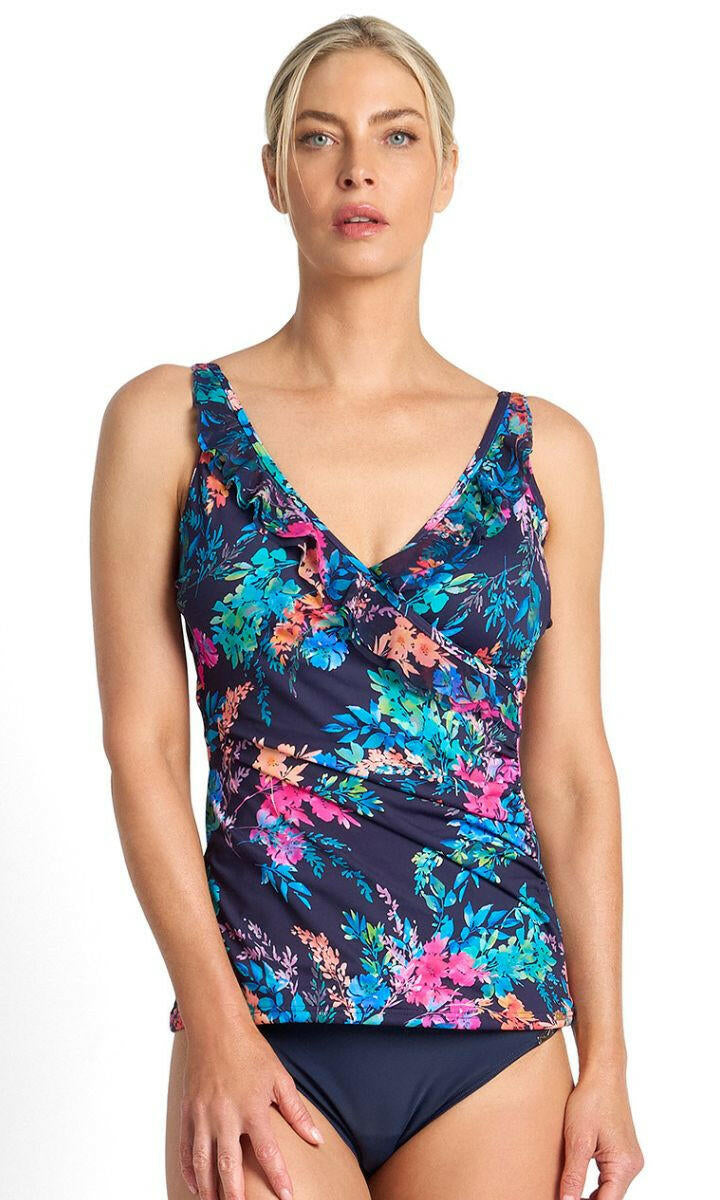 Jantzen Fresia Frill Crossover Singlet - Navy.