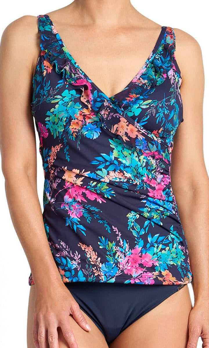 Jantzen Fresia Frill Crossover Singlet - Navy.
