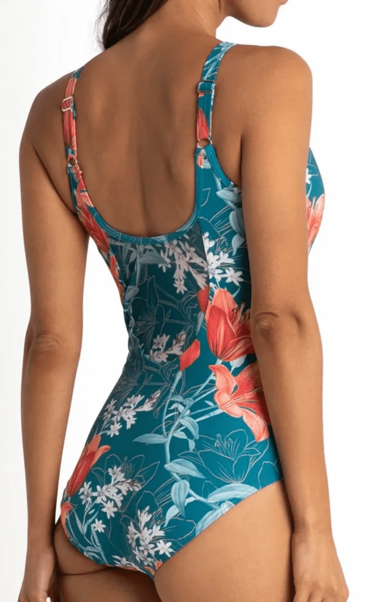 Jantzen Lily Garden Mesh High Neck Mastectomy One Piece Jewel.