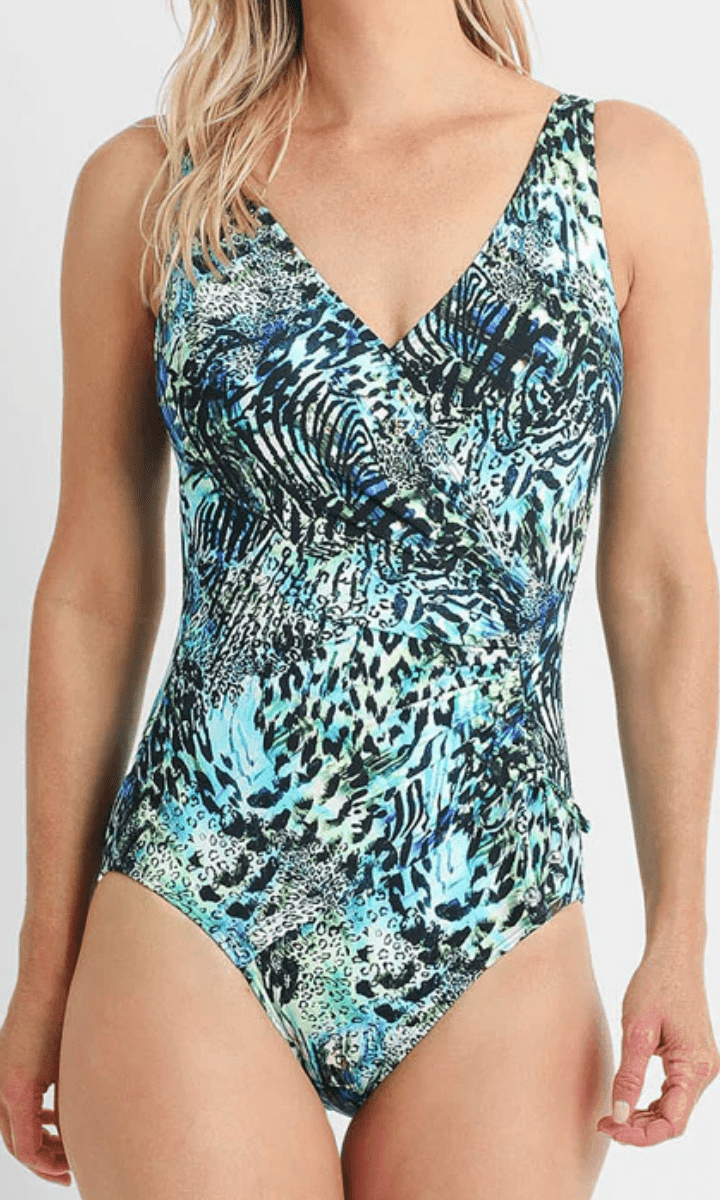 Jantzen Zion Gathered Surplice One Piece Blue.
