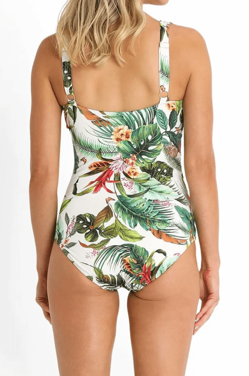 Jantzen Meka DDE Ruched Mesh Frill One Piece White.