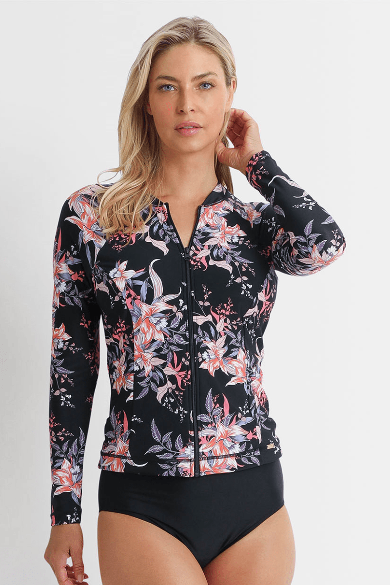 Jantzen Select Zip Rashie Long Sleeve Black.