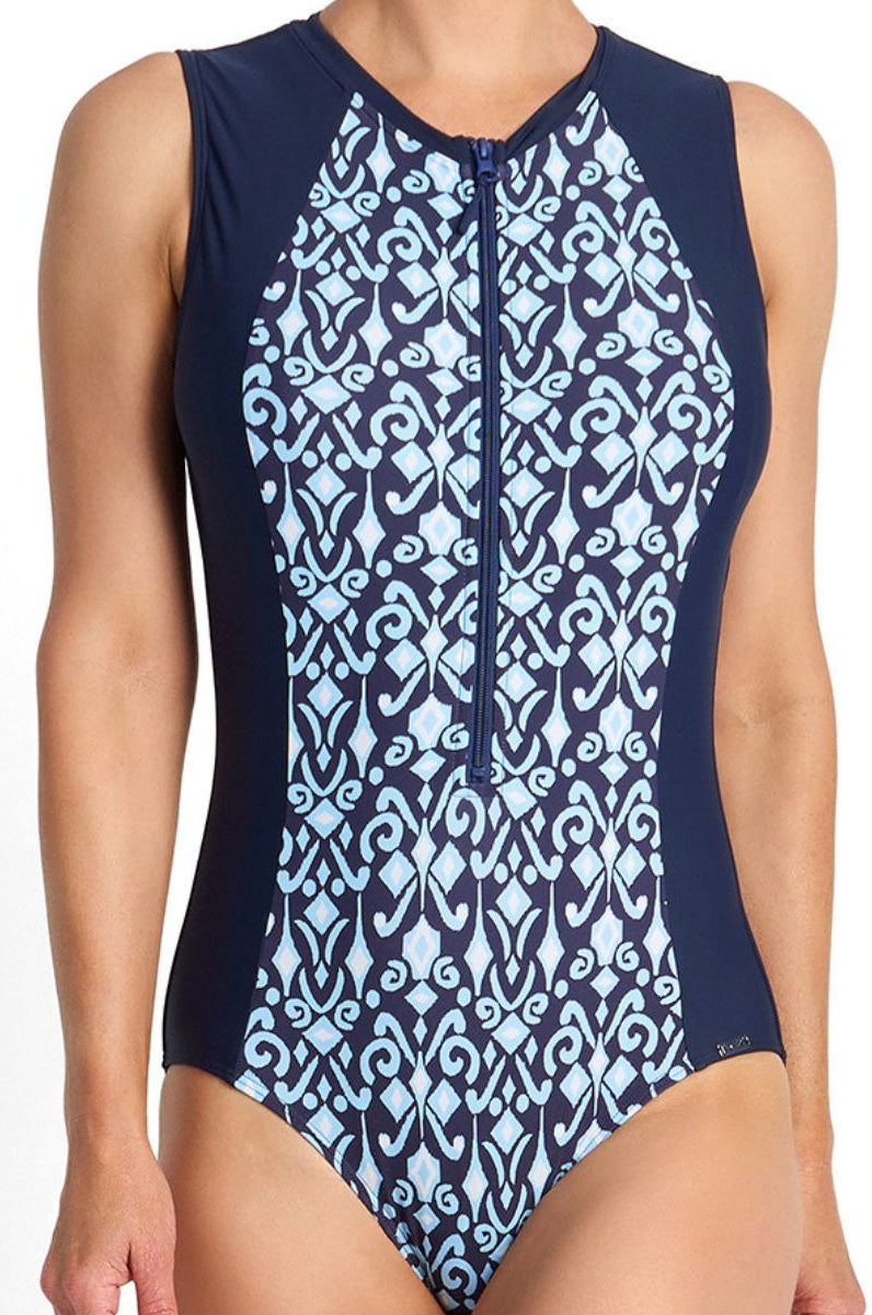Jantzen Select Active Zip Front Mastectomy One Piece - Navy.