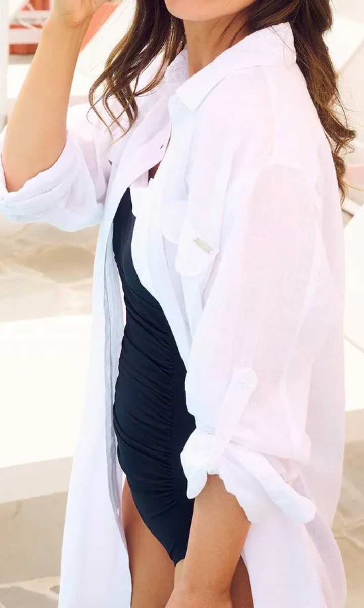 Jantzen Resort Classic Longline Shirt - White.