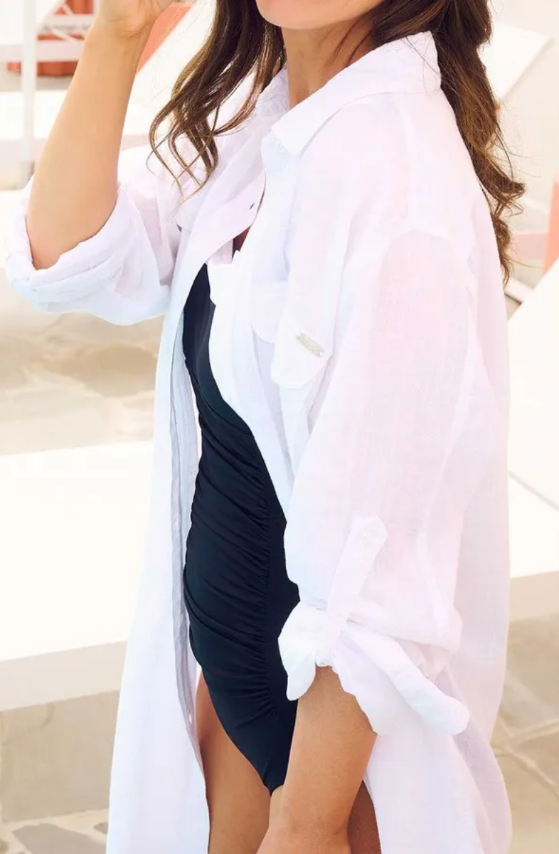 Jantzen Resort Classic Longline Shirt - White.