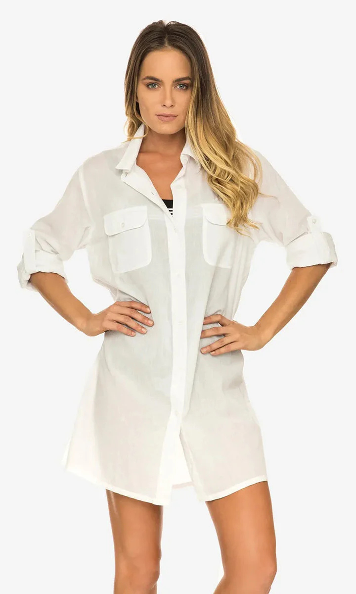 Jantzen Resort Classic Longline Shirt - White.