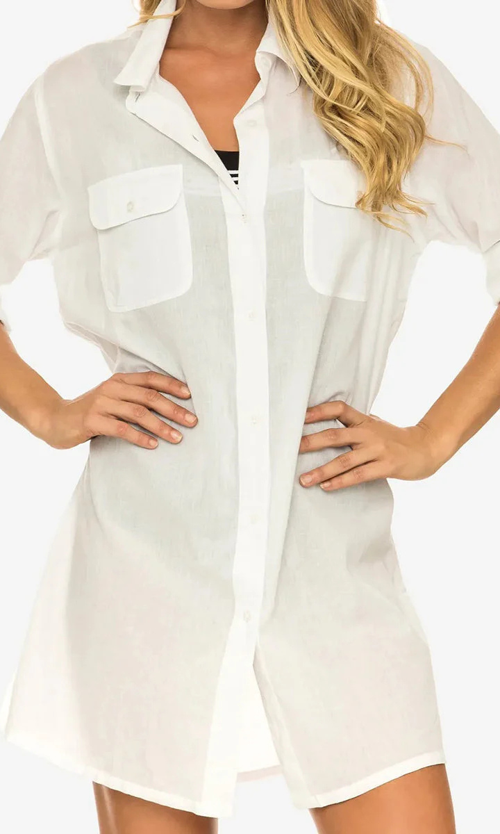 Jantzen Resort Classic Longline Shirt - White.